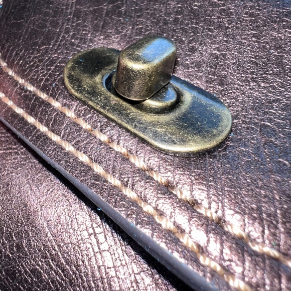 Catchfly clutch Wristlet Brushed Metallic Brown Leather Mini Bag Purse - Picture 6 of 9